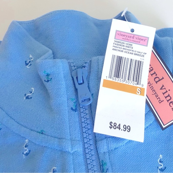 Vineyard Vines Printed Broadfield Half Zip Pullover-Anchor Ocean Breeze-NWT - Picture 8 of 9
